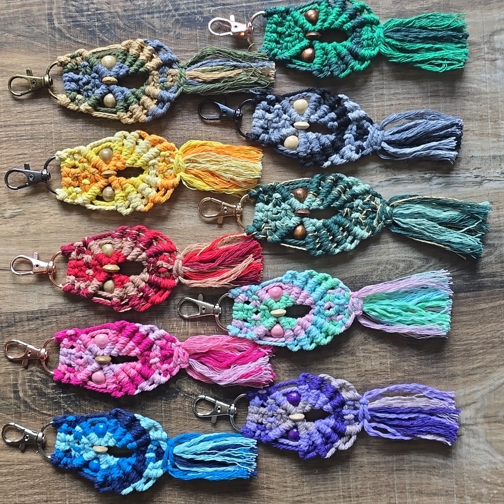 Handmade Macrame Owl Keychains (1)